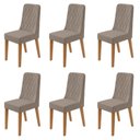 Ver imagem 1 de Kit 6 Cadeiras de Jantar Estofadas Luar Marrom Amendoa/Animale Bege