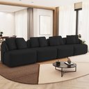Ver imagem 1 de Sofá 5 Lugares para Sala de Estar Living 388cm Arlo F04 Veludo Preto - Lyam Decor