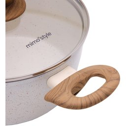 Panela Aluminio Cerâmica Indução Antiaderente 24cm Mimo Style Linha Mármol Cook 3,8 Litros Caçarola  - 9