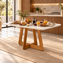Ver imagem 6 de Mesa de Jantar 6 Lugares Off White em Vidro Madeira Premium
