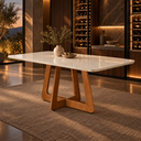 Ver imagem 1 de Mesa de Jantar 6 Lugares Off White em Vidro Madeira Premium