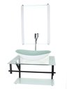 Ver imagem 1 de GABINETE DE VIDRO PARA BANHEIRO 60CM AP CUBA OVAL BRANCO COM TORNEIRA CROMADA