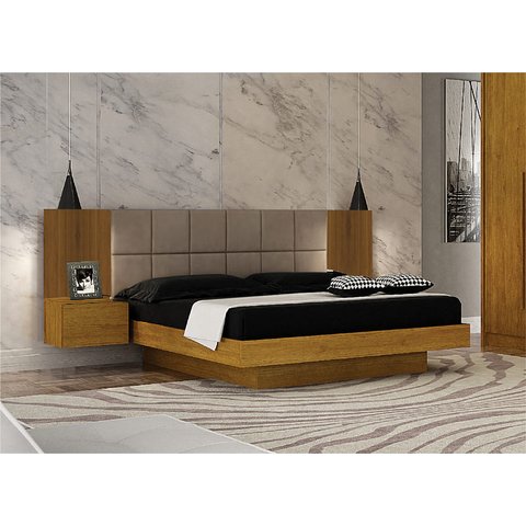 Cama Casal com Painel Estofado - Braga - Leifer Móveis