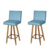 Kit 02 Banquetas Luna Com Encosto Para Balcão e Cozinha Bistrô Suede Turquesa - Ruotolo Decor - 1