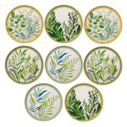 Conjunto 8 Pratos Raso Cerâmica 27,5cm Siena Folhas - 1