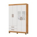 Ver imagem 2 de Guarda-Roupa 4 Portas 2 Gavetas com Espelho e Pés Genova Off White/Cinamomo