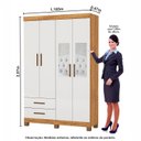 Ver imagem 3 de Guarda-Roupa 4 Portas 2 Gavetas com Espelho e Pés Genova Off White/Cinamomo