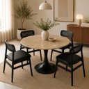 Ver imagem 4 de Mesa de Jantar Saarinen Redondo 140 cm Tampo Mármore Travertino Base Laca Preta