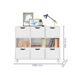 Nicho Organizador 108 X 83 Cms com 6 Gavetas e Rodízios Qmovi Branco - 2