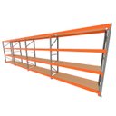 Ver imagem 1 de Mini Porta Pallet 200 Kg por Nivel Inicial +3 Continuação com 4 Niveis Laranja com Mdf Cru