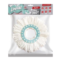 2 Refil Mop Giratório 360 Balde e Cabo Limpaki Condor 1662 Kit Condor Refil Esfregão Limpaki 360° - 2