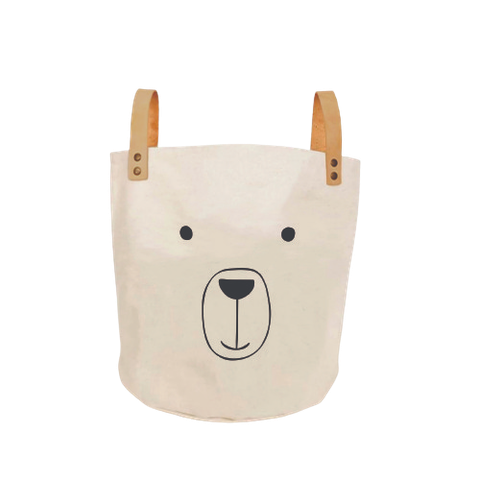 Cesto Baixo Bear C/ Alças em Couro Ecológico