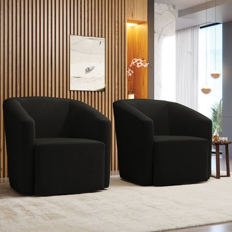 Poltrona Decorativa Base Giratória Kit 2 Stella Max Suede D03 - D’Rossi