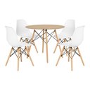 Ver imagem 2 de Conjunto Mesa Redonda Eames Madeira 90cm + 4 Cadeiras Eames Dsw Sala Cozinha Jantar La Mobilia