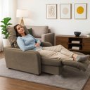 Ver imagem 3 de Poltrona Graça Cadeira Papai Mamãe Idoso Reclinável e Retrátil Capuccino Boucle