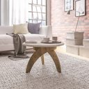 Ver imagem 2 de Mesa de Centro Jade Retrô Off White com Pinho Tampo Redondo - Artely 003824
