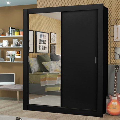 Guarda-roupa Solteiro Madesa Dallas Plus 2 Portas de Correr com Espelho 4 Gavetas