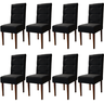 Conjunto 08 Cadeiras para Sala de Jantar Nina Veludo - Amabile Decor:PRETO - 1