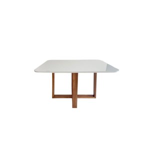 Mesa de Jantar Lille 120cm X 90cm Base em Madeira Tampo com Vidro Off White