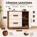 Ver imagem 3 de Cômoda Sapateira 4 Gavetas 1 Porta Bréscia Nature Off