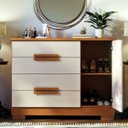 Ver imagem 5 de Cômoda Sapateira 4 Gavetas 1 Porta Bréscia Nature Off