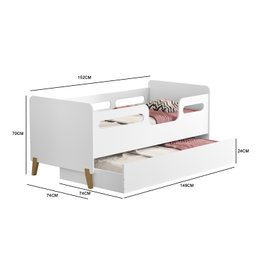 Cama Infantil Bicama Auxiliar Cecilia Grade Proteção Montessoriana para Quarto com 02 Colchões - 7