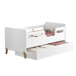 Cama Infantil Bicama Auxiliar Cecilia Grade Proteção Montessoriana para Quarto com 02 Colchões - 6