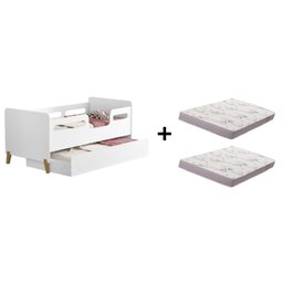 Cama Infantil Bicama Auxiliar Cecilia Grade Proteção Montessoriana para Quarto com 02 Colchões - 3