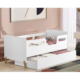 Cama Infantil Bicama Auxiliar Cecilia Grade Proteção Montessoriana para Quarto com 02 Colchões - 4