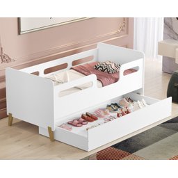 Cama Infantil Bicama Auxiliar Cecilia Grade Proteção Montessoriana para Quarto com 02 Colchões - 2