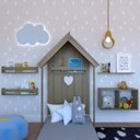 Ver imagem 1 de Conjunto Infantil Cama Nicho Prateleira e Revisteiros Bramov Móveis Bege/Carvalho Mel
