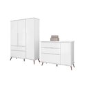 Ver imagem 1 de Quarto Infantil Bebê Melinda Cômoda Guarda Roupa Branco