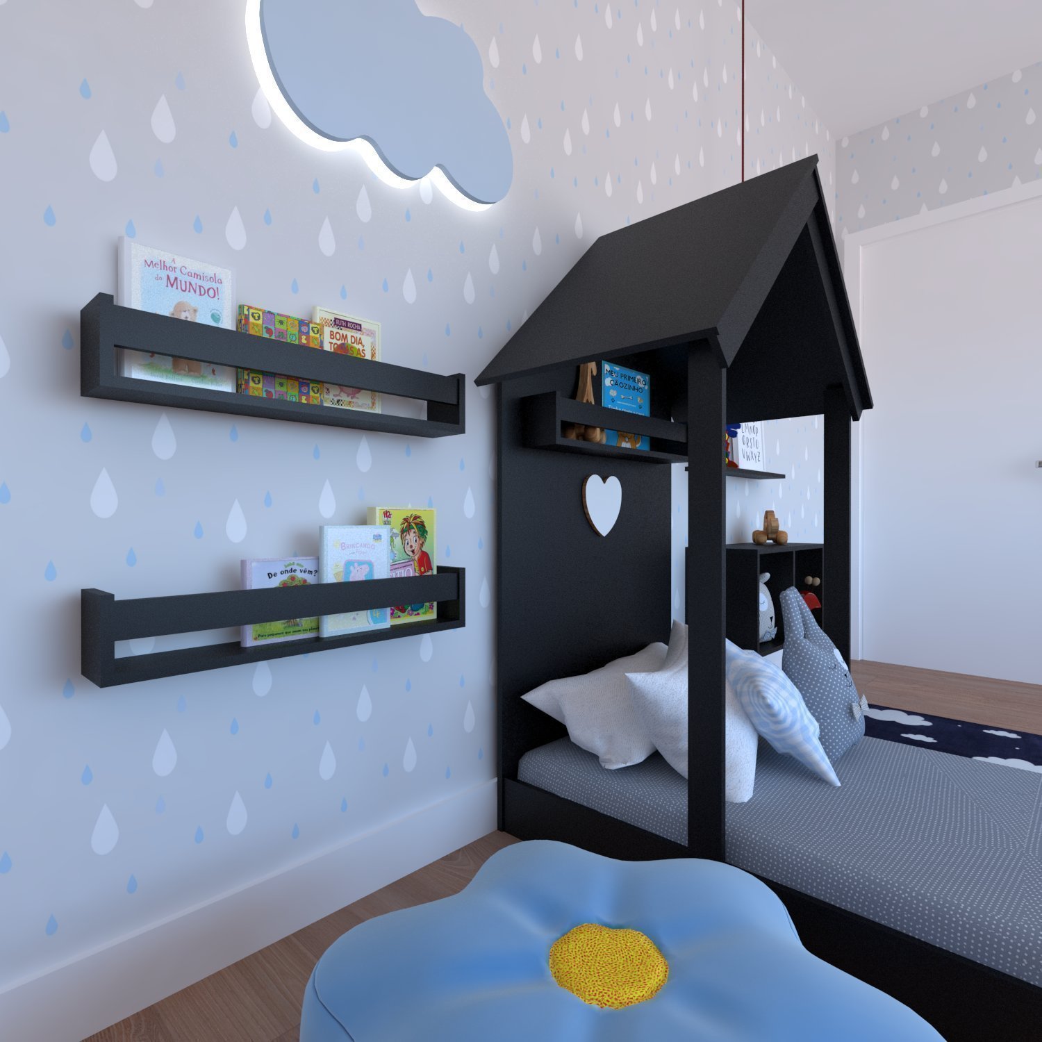 Conjunto Infantil Cama Nicho Prateleira e Revisteiros Bramov Móveis - 11
