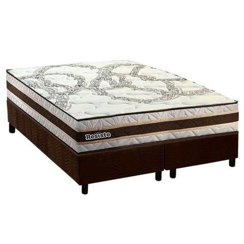 Cama Box Queen: Colchão Espuma D45 Paropas Resiste Hotel + Base Crc Suede Brown (158x198)