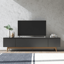Ver imagem 1 de Rack Flynt 219 Cm 3 Portas Preto Touch com Natural Província