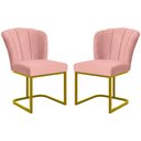 Ver imagem 1 de Kit 2 Cadeiras Poltrona Flor Pés Metal Dourado Mesa Quarto Cozinha Cor:rosa
