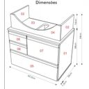 Ver imagem 7 de Conjunto de Banheiro Gabinete Suspenso 3 Gavetas com Espelheira Cuba de Louça com Válvula Marrom/Nogal