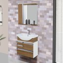 Ver imagem 2 de Conjunto de Banheiro Gabinete Suspenso 3 Gavetas com Espelheira Cuba de Louça com Válvula 