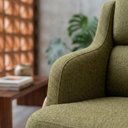 Ver imagem 6 de Poltrona Decorativa Madri Pes Madeira Linho Color Trend Tca 307 Moll