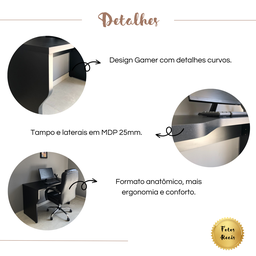Mesa Gamer Moderna para 2 Monitores com Regulagem de Altura  - 17