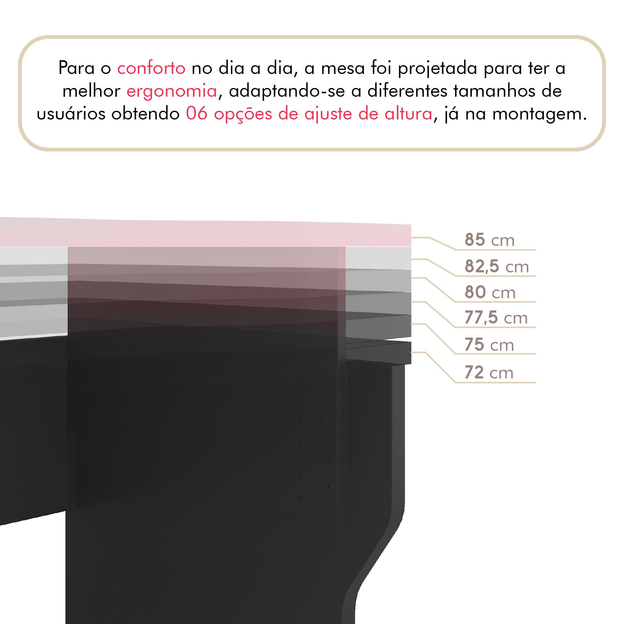 Mesa Gamer Moderna para 2 Monitores com Regulagem de Altura  - 13