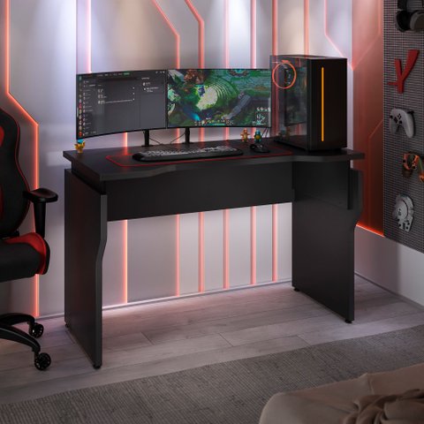 Mesa Gamer Moderna para 2 Monitores com Regulagem de Altura 120cm Preto