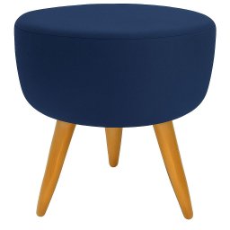 Banqueta Puff Decorativo Redondo Pé Palito Azul Marinho - 1