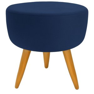 Banqueta Puff Decorativo Redondo Pé Palito Azul Marinho