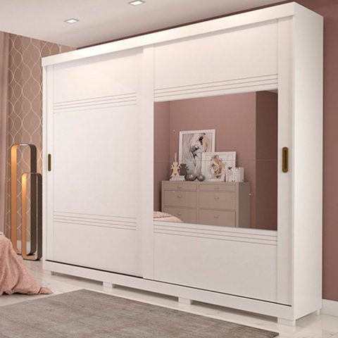 Guarda-Roupa Casal 2 Portas de Correr 2 Espelhos 243cm 100% MDF Marsala Espresso Móveis