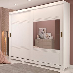 Guarda-Roupa Casal 2 Portas de Correr 2 Espelhos 243cm 100% MDF Marsala Espresso Móveis