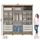 Ver imagem 2 de Guarda-roupa 235cm Casal com Espelho 6 Portas 6 Gavetas Andréas Henn - Nature/off White