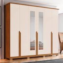Ver imagem 1 de Guarda-roupa 235cm Casal com Espelho 6 Portas 6 Gavetas Andréas Henn - Nature/off White