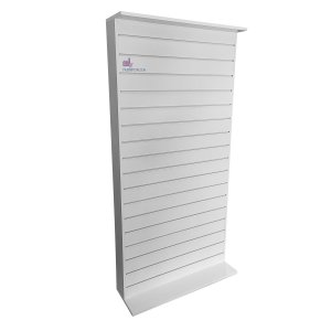 Gôndola de Painel Canaletado com Rodízios Mdf Branco 190x90x40cm Expositor de Chão para Lojas e Pdv