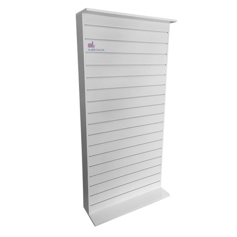 Gôndola de Painel Canaletado com Rodízios Mdf Branco 190x90x40cm Expositor de Chão para Lojas e Pdv